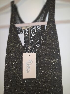 Grace Elements Black Metallic Backless Knit Dress